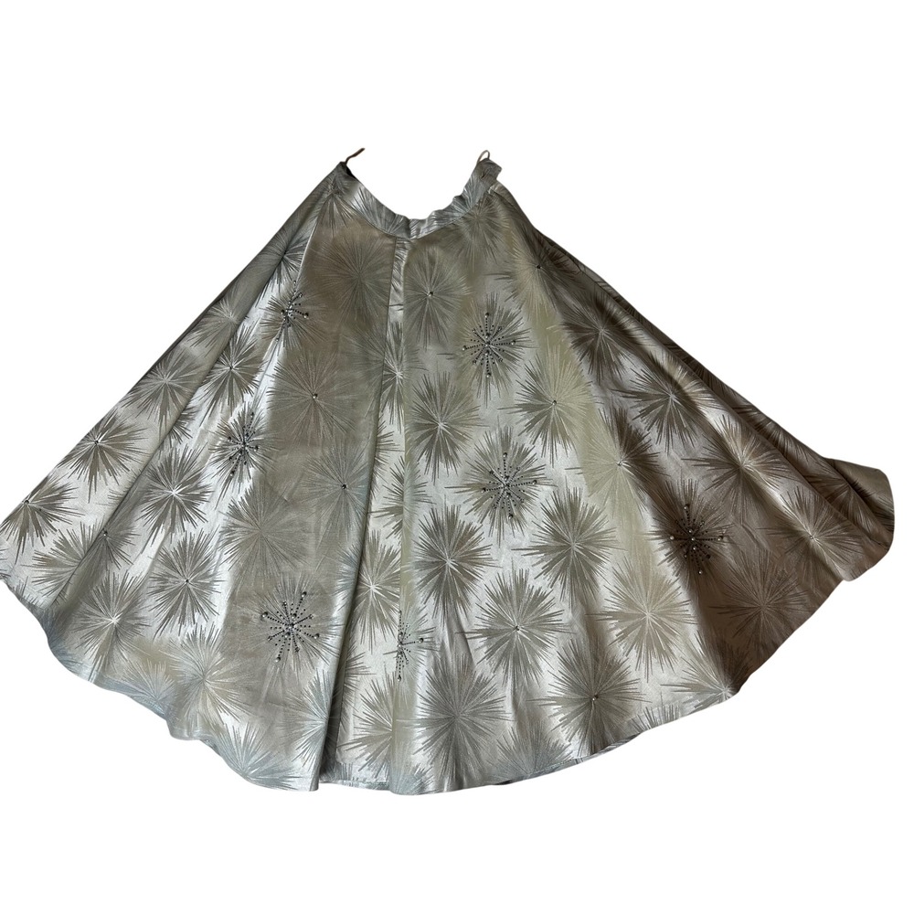 Archival 60s Alex Colman California Metallic Starburst Midi Skirt 23" Waist XXS